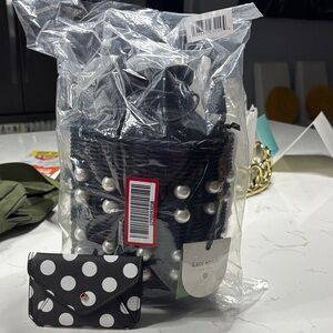 Kate Spade Black and White Pearl Bag with Polka Dot Card Holder